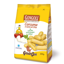 Gongoli - gusto curcuma e semi di chia - 200 gr - GrissinBon