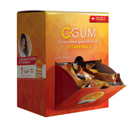 Chewing gum integratore Vitamina C - agrumi - C-Gum - box da 150 bustine da 1 gomma cad