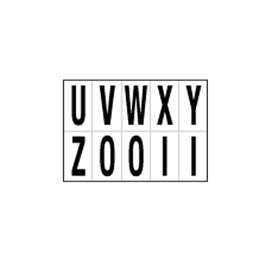 Lettere adesive da U a Z - in PVC - 56 x 99 mm - 10 et/fg - 1 foglio - nero/bianco