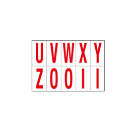Lettere adesive da U a Z - in PVC - 70 x 124 mm - 10 et/fg - 1 foglio - rosso/bianco