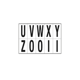 Lettere adesive da U a Z - in PVC - 70 x 124 mm - 10 et/fg - 1 foglio - nero/bianco