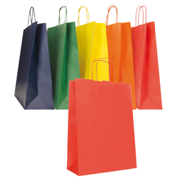 Shopper Twisted - maniglie cordino - 36 x 12 x 41 cm - carta biokraft - colori assortiti autunno/inverno -  Mainetti Bags - conf. 25 pezzi