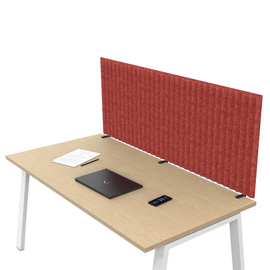 Pannello fonoassorbente per scrivania - 135 x 40 cm - morsetti neri - rosso - Artexport