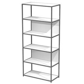 Libreria 6 ripiani Modular - 90 x 44 x 200 cm - struttura metal antracite - bianco - Artexport