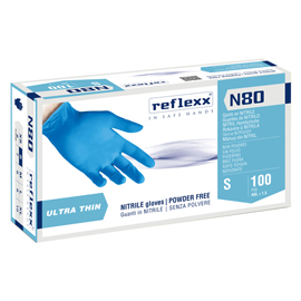 Guanti in nitrile N80 - ultrasottili - taglia S - azzurro - Reflexx - conf. 100 pezzi