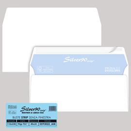 Busta SILVER90 STRIP FSC  - bianca - internografata - senza finestra - 110 x 230 mm - 90 gr - Pigna - conf. 25 pezzi