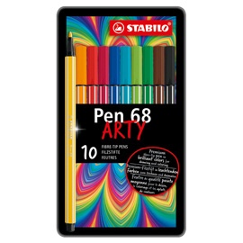 Pennarelli Pen 68 - colori assortiti - Stabilo - scatola in metallo 10 pezzi
