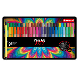 Pennarelli Pen 68 - colori assortiti - Stabilo - scatola in metallo 50 pezzi
