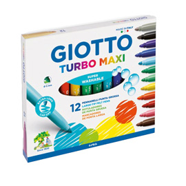 Pennarelli Turbomaxi - punta D5mm - colori assortiti - Giotto - astuccio 12 pezzi