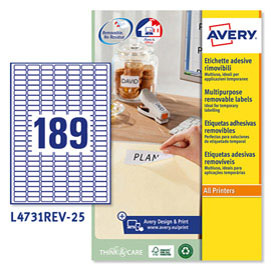 Etichette adesive L4731REV - in carta - angoli arrotondati - rimovibili - 25