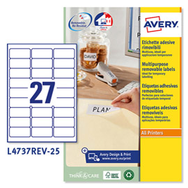Etichette adesive L4737REV - in carta - angoli arrotondati - rimovibili - 63