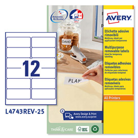 Etichette adesive L4743REV - in carta - angoli arrotondati - rimovibili - 99