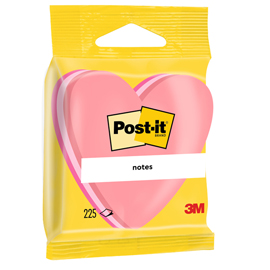 Blocco foglietti cuore - 2007-H - 70 x 70 mm - rosa neon/rosa ultra/rosa pastello - 225 fogli - Post it