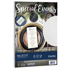Carta metallizzata Special Events - A4 - 250 gr - bianco - Favini - conf. 10 fogli
