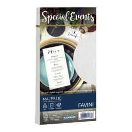 Busta Special Events metal - bianco - 110 x 220mm - 120gr - Favini - conf. 10 buste