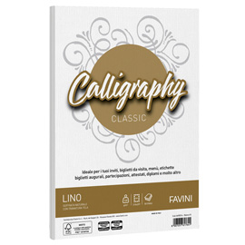 Carta Calligraphy Lino - A4 - 120 gr - bianco 01 - Favini - conf. 50 fogli