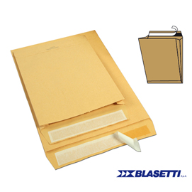 Busta a sacco Monodex - soffietti laterali - strip adesivo - 30 x 40 x 4 cm - 120 gr - avana - Blasetti - conf. 250 pezzi