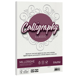 Carta Calligraphy Millerighe - A4 - 200 gr - bianco 01 - Favini - conf. 50 fogli