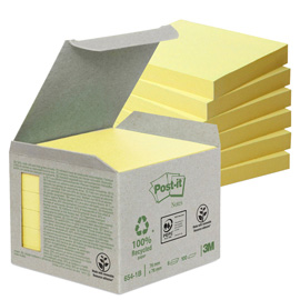 Blocco Post it  Notes Green - 654-1B - 76 x 76 mm - giallo - 100 fogli - riciclabile 100 - Post it