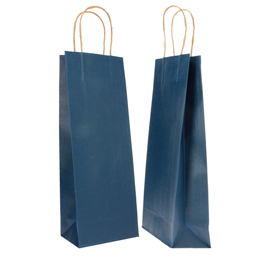 Portabottiglie BARBERA - maniglie cordino - 14 x 9 x 38 cm - carta biokraft - blu - Mainetti Bags - conf. 20 pezzi