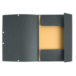 Cartellina con elastico - cartoncino lustrE' - 3 lembi - 400 gr - 24x32 cm - grigio - Exacompta