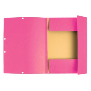 Cartellina con elastico - cartoncino lustrE' - 3 lembi - 400 gr - 24 x 32 cm - rosa - Exacompta