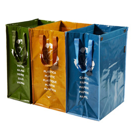Set Ricicla Bag - 3 contenitori - misure assortite - verde/ocra/blu - Perfetto
