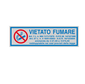 Targhetta adesiva - VIETATO FUMARE (con normativa) - 16