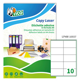 Etichette adesive LP4W - in carta - con margini - laser - permanenti - 105 x 57 mm - 10 et/fg - 100 fogli - bianco - Tico