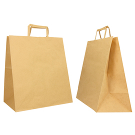 Shopper Flat Large - 28 x 17 x 32 cm - carta kraft - avana - Mainetti Bags - conf. 250 pezzi
