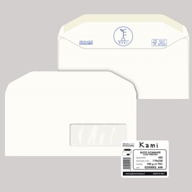 Busta Kami Gommata - con finestra - 11 x 23 cm - 100 gr - carta riciclata FSC  - bianco - Pigna - conf. 500 pezzi
