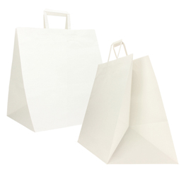 Shoppers Flat maxi - 36 x 30 x 36 cm - carta kraft - bianco - Mainetti Bags - conf. 150 pezzi
