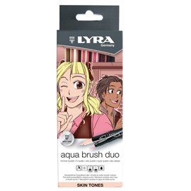 Pennarello Aqua Brush Duo - skin tones - Lyra - conf. 6 pezzi