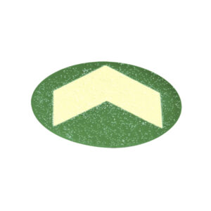 Bollo con freccia fotoluminescente adesiva - diametro 6 cm - giallo/verde