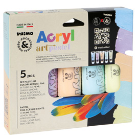 Colori Acryl - 75 ml - colori pastel assortiti - Primo - astuccio 5 colori
