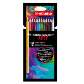 Pastello Arty Aquacolor - colori assortiti - Stabilo - astuccio 12 pezzi