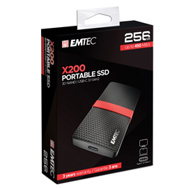 Emtec -SSD 3.1 Gen2 X200 Portable - ECSSD256GX200 - 256GB
