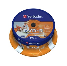 Verbatim - Scatola 25 DVD-R - stampabile - 43538 - 4