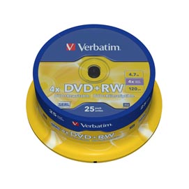Verbatim - Scatola 25 DVD+RW - serigrafato Spindle - 43489 - 4