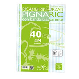 Ricambi forati rinforzati Pignaric - A4 - quadretto 4mm - 40 fogli - 80gr - Pigna