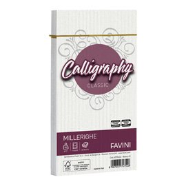 Busta Calligraphy Millerighe - 110 x 220 mm - 100 gr - bianco 01 - Favini - conf. 25 pezzi
