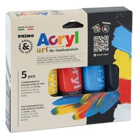 Colori Acryl - 75ml - colori assortiti - Primo - astuccio 5 colori