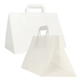 Shopper Flat XLarge - 32 x 22 x 24 cm - carta kraft - bianco - Mainetti Bags - conf. 200 pezzi
