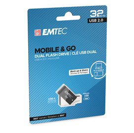 Emtec - Dual USB2.0 T260 - micro-USB - ECMMD32GT262B - 32GB