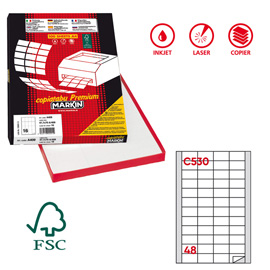 Etichette adesive C/530 - in carta - permanenti - 48 x 25 mm - 48 et/fg - 100 fogli - bianco - Markin