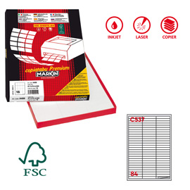 Etichette adesive C/537 - in carta - permanenti - 67 x 10 mm - 84 et/fg - 100 fogli - bianco - Markin