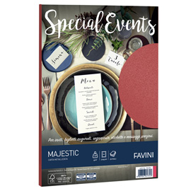 Carta metallizzata Special Events - A4 - 120 gr - rosso - Favini - conf. 20 fogli