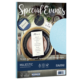 Carta metallizzata Special Events - A4 - 250 gr - azzurro - Favini - conf. 10 fogli