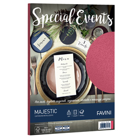 Carta metallizzata Special Events - A4 - 250 gr - rosso - Favini - conf. 10 fogli