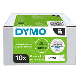 Nastri Dymo D1 - 12 mm x 7 mt - nero/bianco - Dymo - value pack 10 pezzi